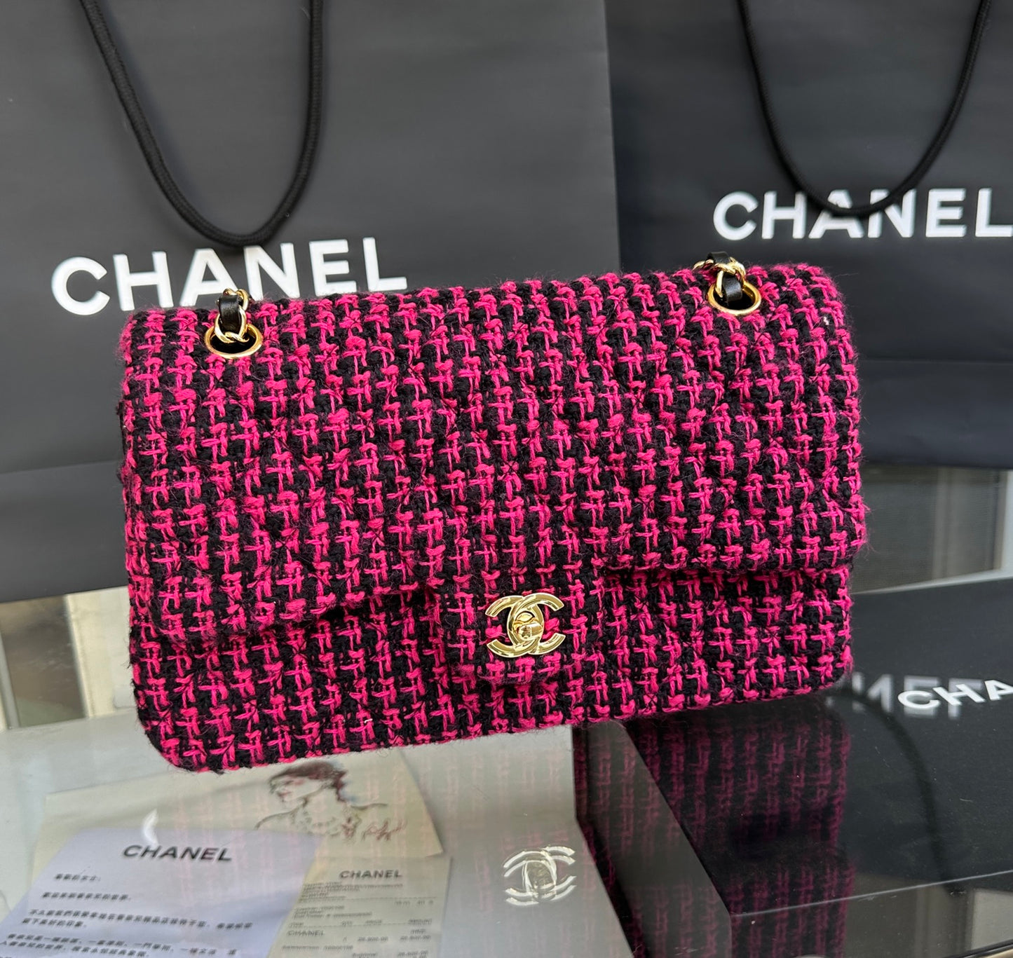 Chanel Timeless Burgundy Tweed Bag