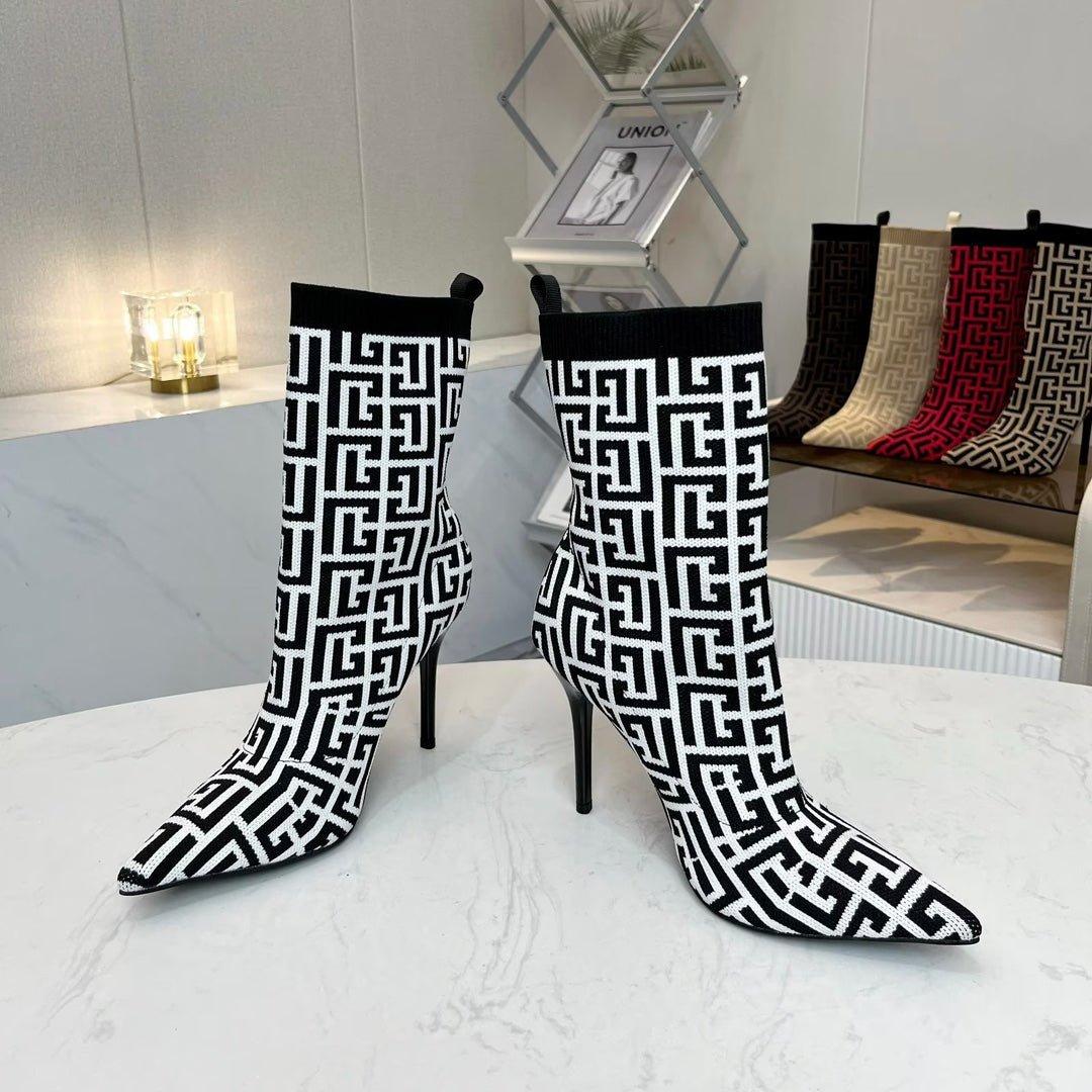 Balmain Skye 95 Knit Ankle Boots