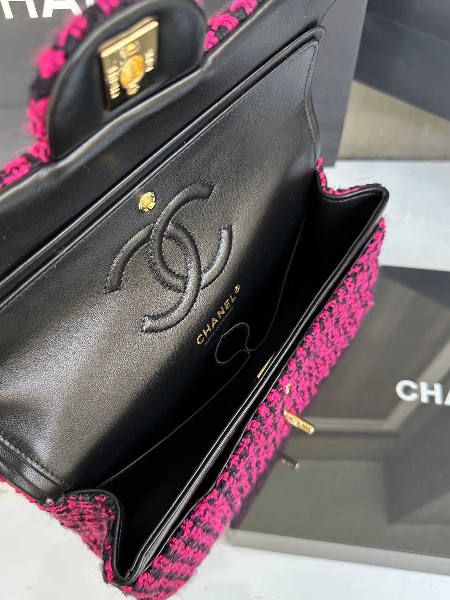 Chanel Timeless Burgundy Tweed Bag