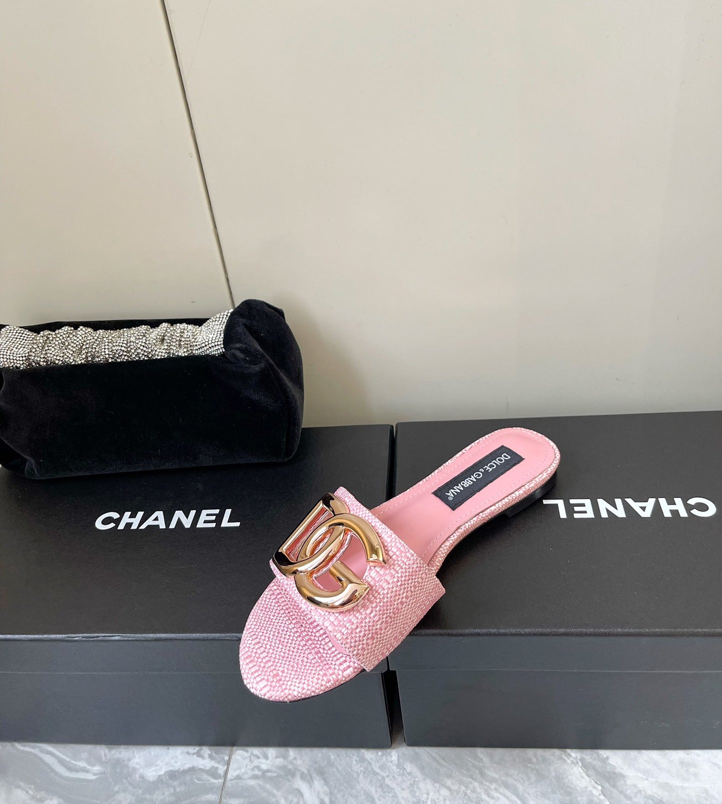 Dolce & Gabbana Women's Logo Raffia Slides