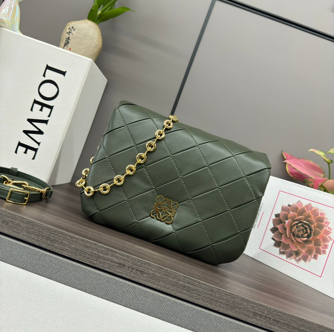 Loewe Goya Mini Pleated Leather Shoulder Bag
