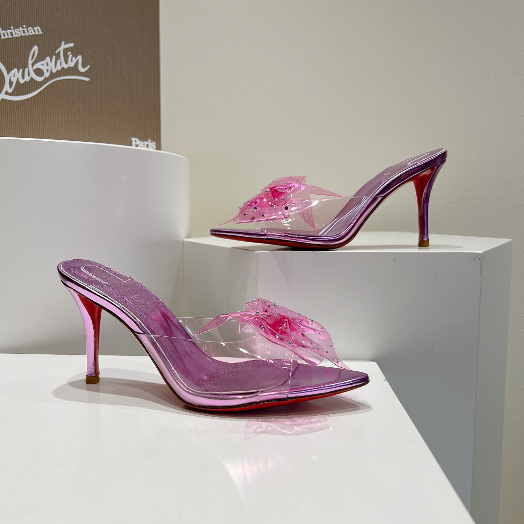 Christian Louboutin Aqua Crystal-embellished Slide Sandals Women's