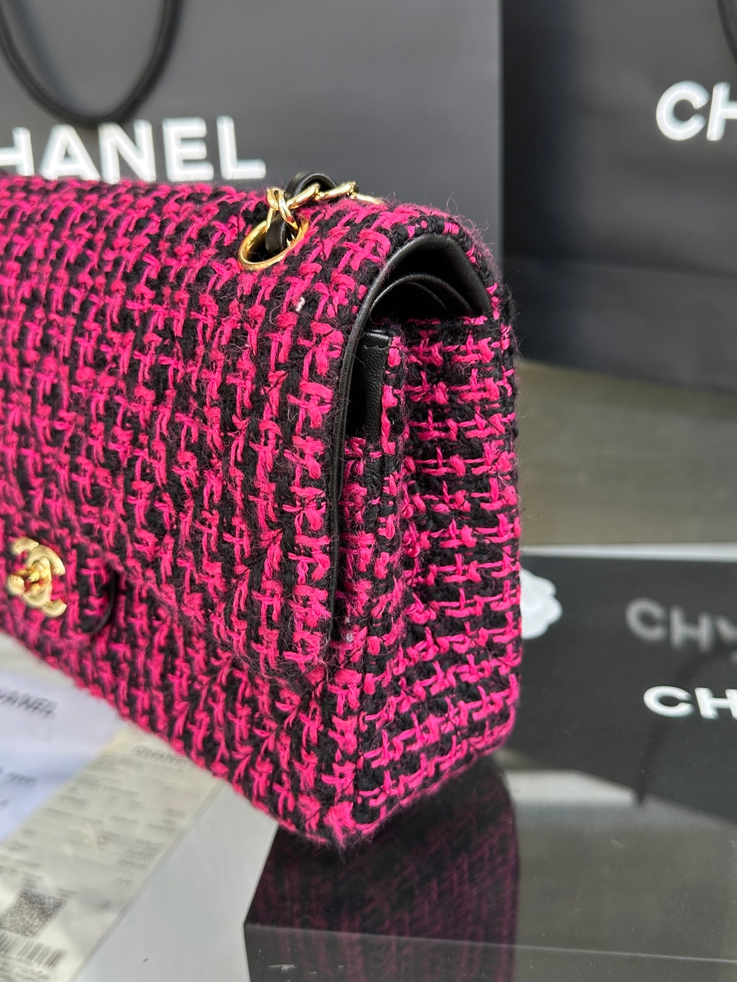 Chanel Timeless Burgundy Tweed Bag