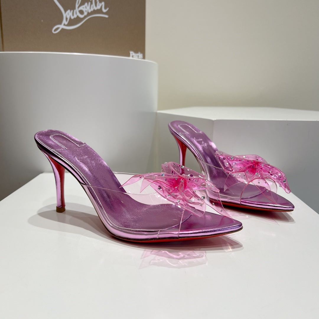 Christian Louboutin Aqua Crystal-embellished Slide Sandals Women's