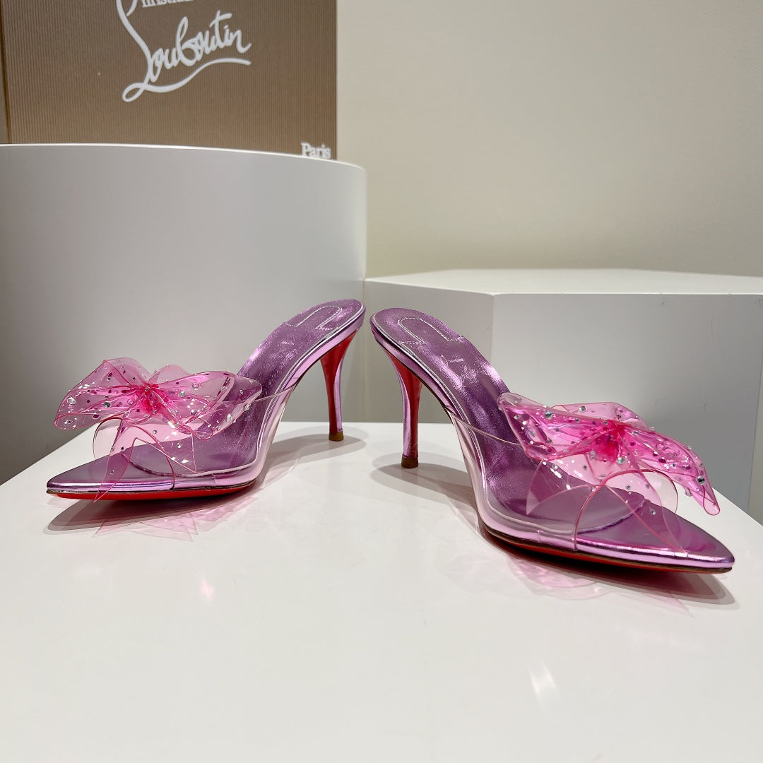 Christian Louboutin Aqua Crystal-embellished Slide Sandals Women's
