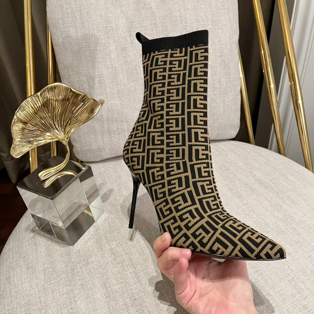 Balmain Skye 95 Knit Ankle Boots