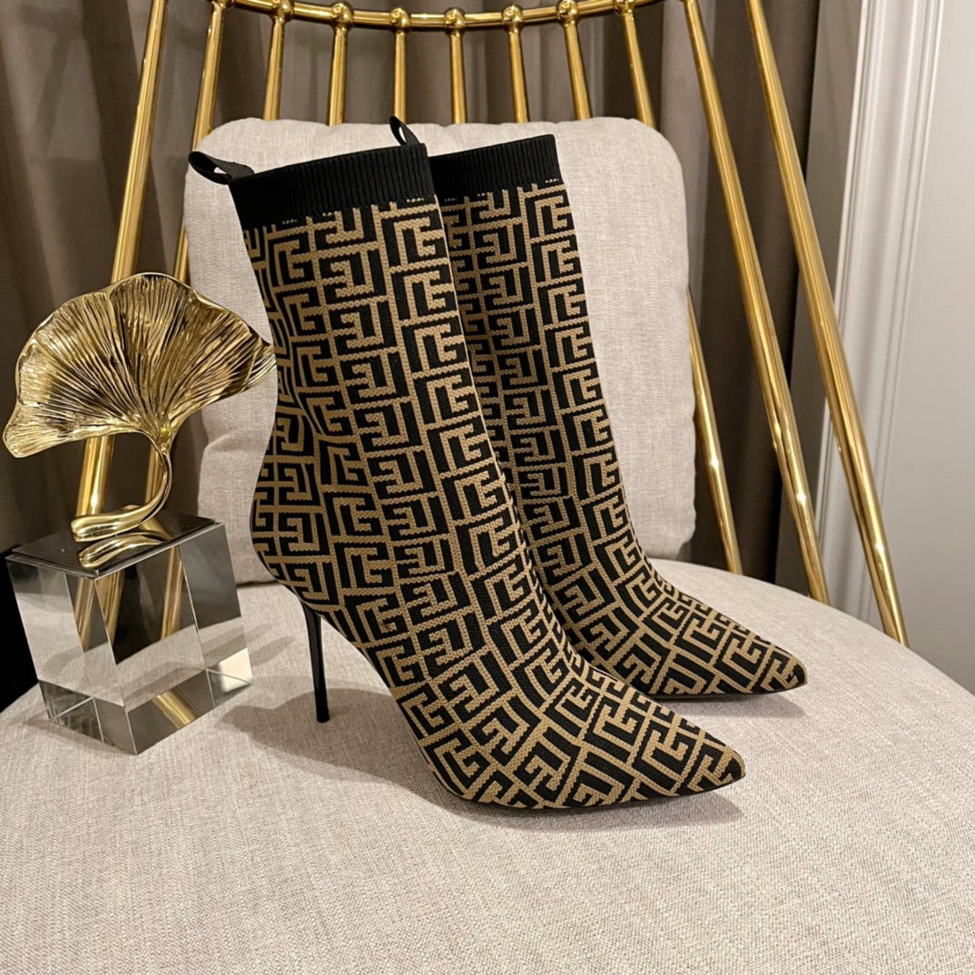 Balmain Skye 95 Knit Ankle Boots