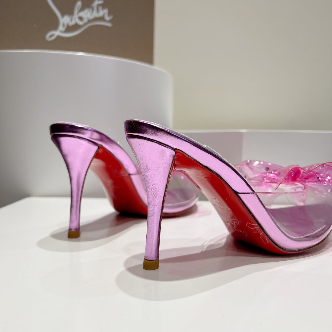 Christian Louboutin Aqua Crystal-embellished Slide Sandals Women's