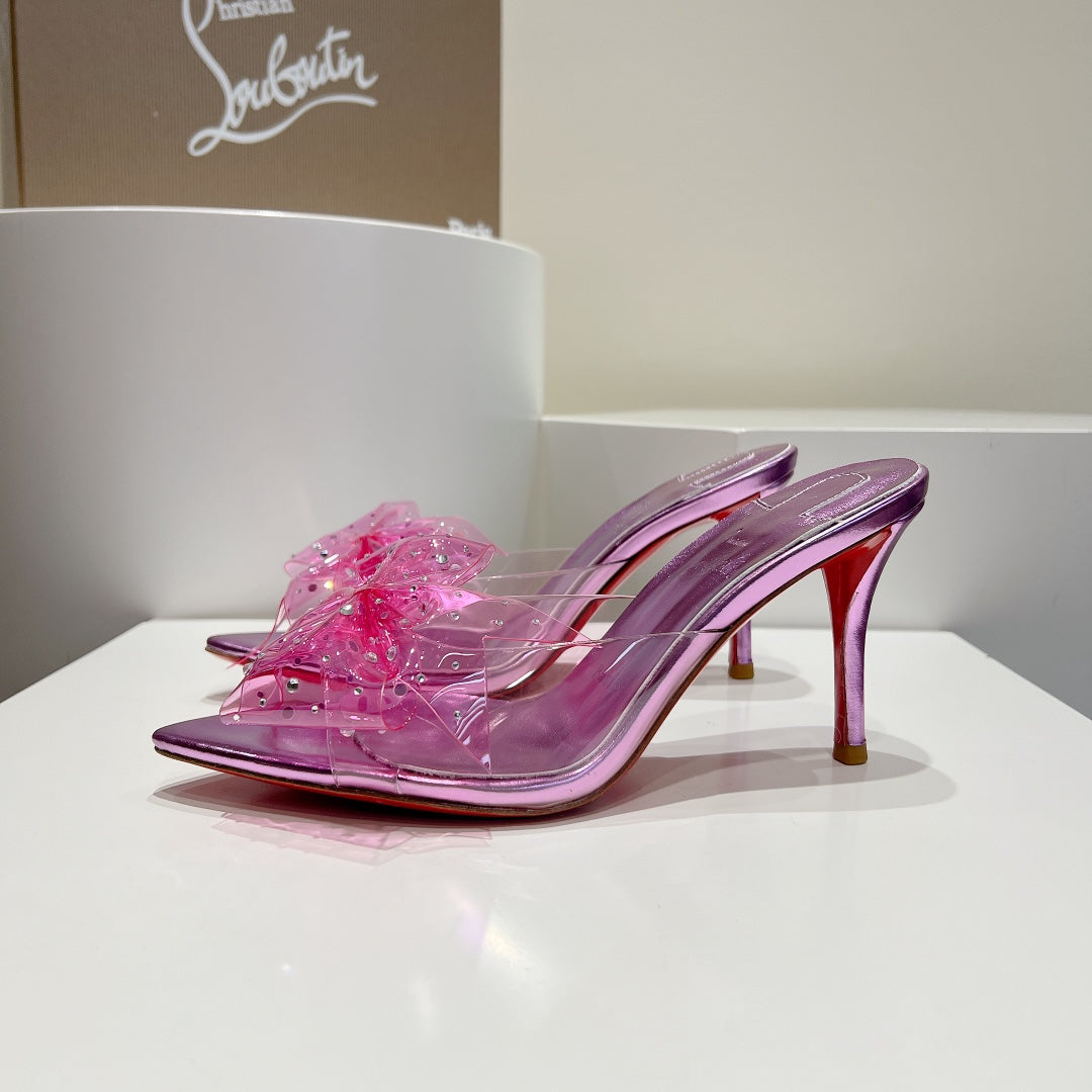 Christian Louboutin Aqua Crystal-embellished Slide Sandals Women's