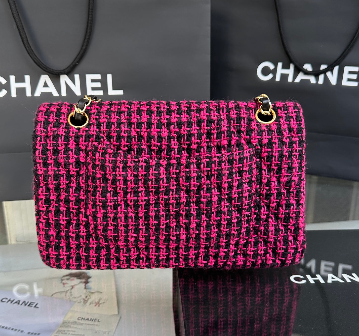 Chanel Timeless Burgundy Tweed Bag