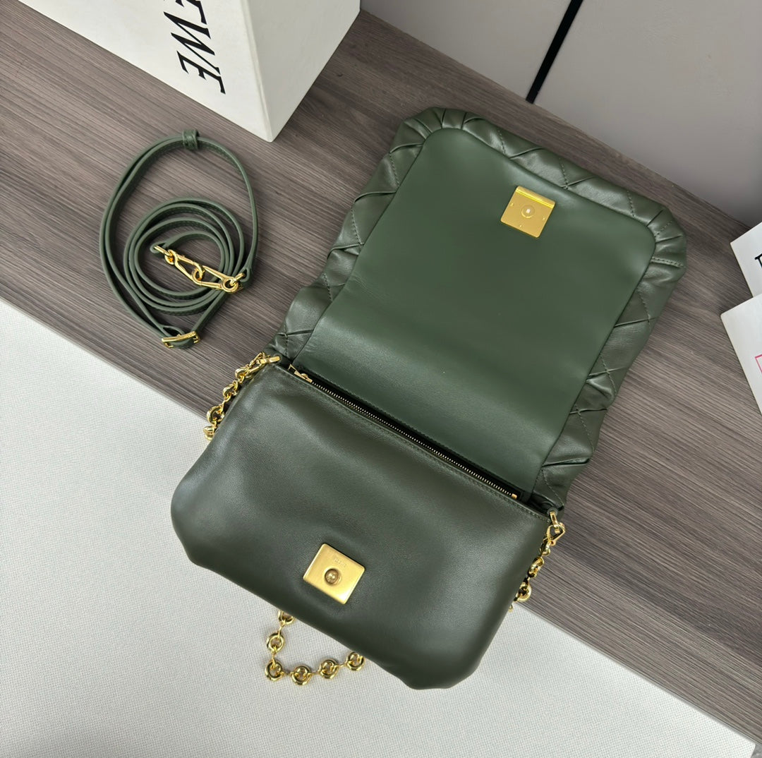 Loewe Goya Mini Pleated Leather Shoulder Bag