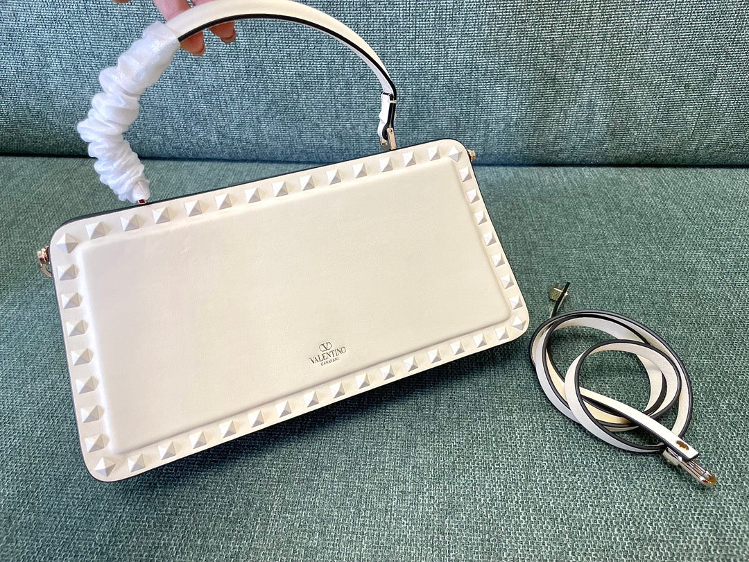 Valentino Garavani Rockstud Calfskin Handbag Woman Ivory Onesize
