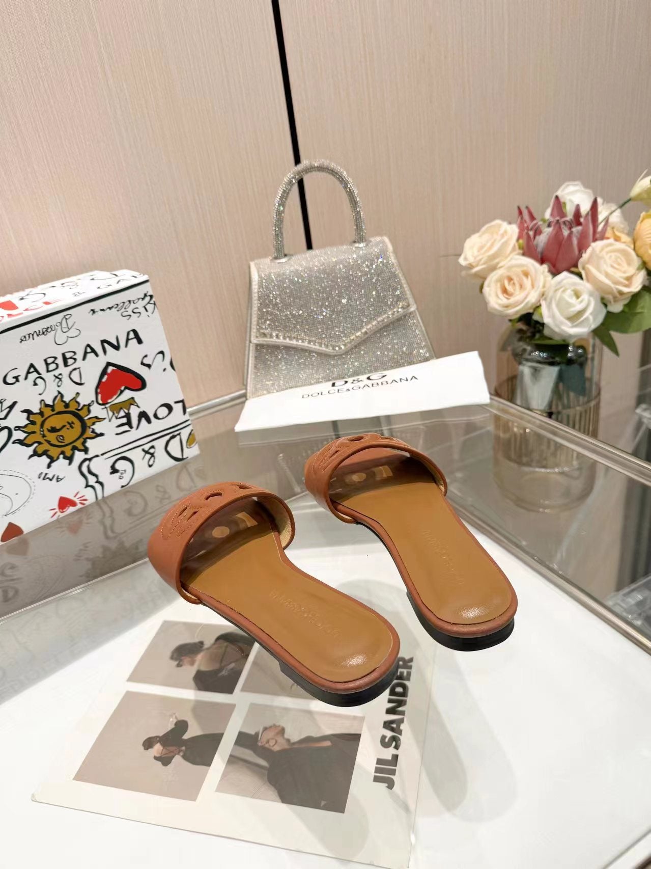 DOLCE&GABBANA DG leather slides