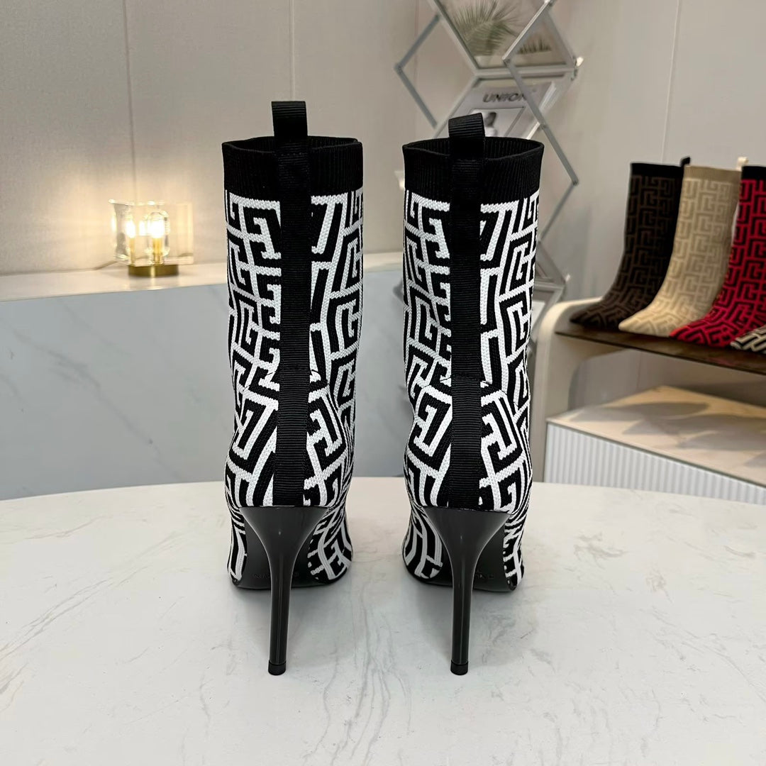 Balmain Skye 95 Knit Ankle Boots