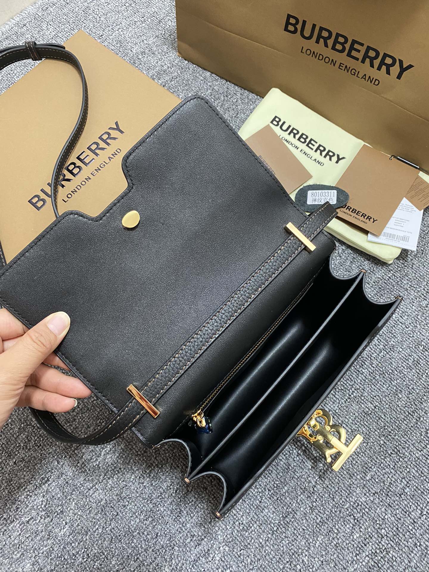 Burberry grainy leather mini TB bag