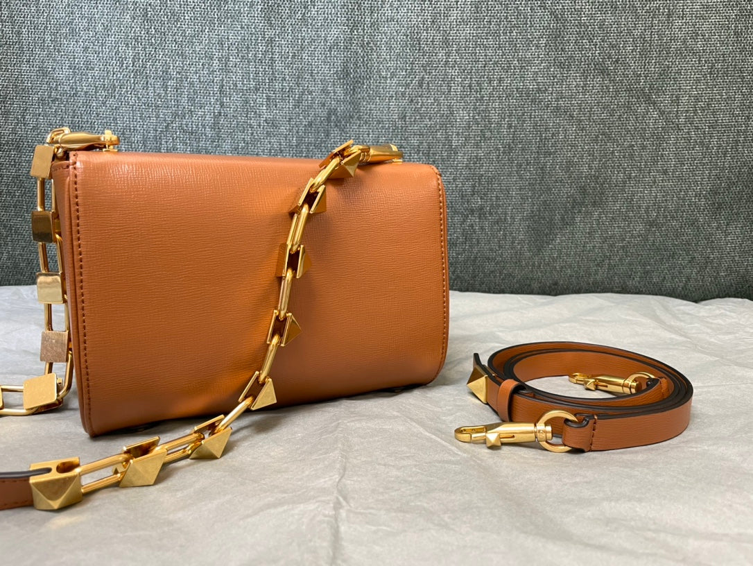 Valentino XW2B0J96 Stud Sign Grainy Calfskin Shoulder Bag