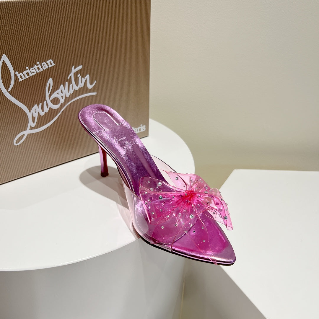 Christian Louboutin Aqua Crystal-embellished Slide Sandals Women's