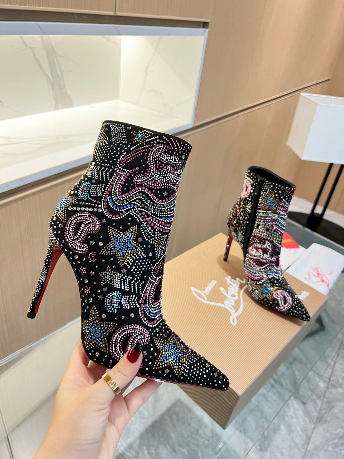 Christian Louboutin So Kate Starlight Red Sole Booties