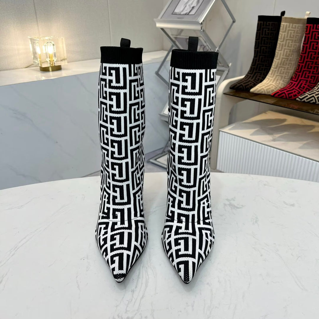 Balmain Skye 95 Knit Ankle Boots