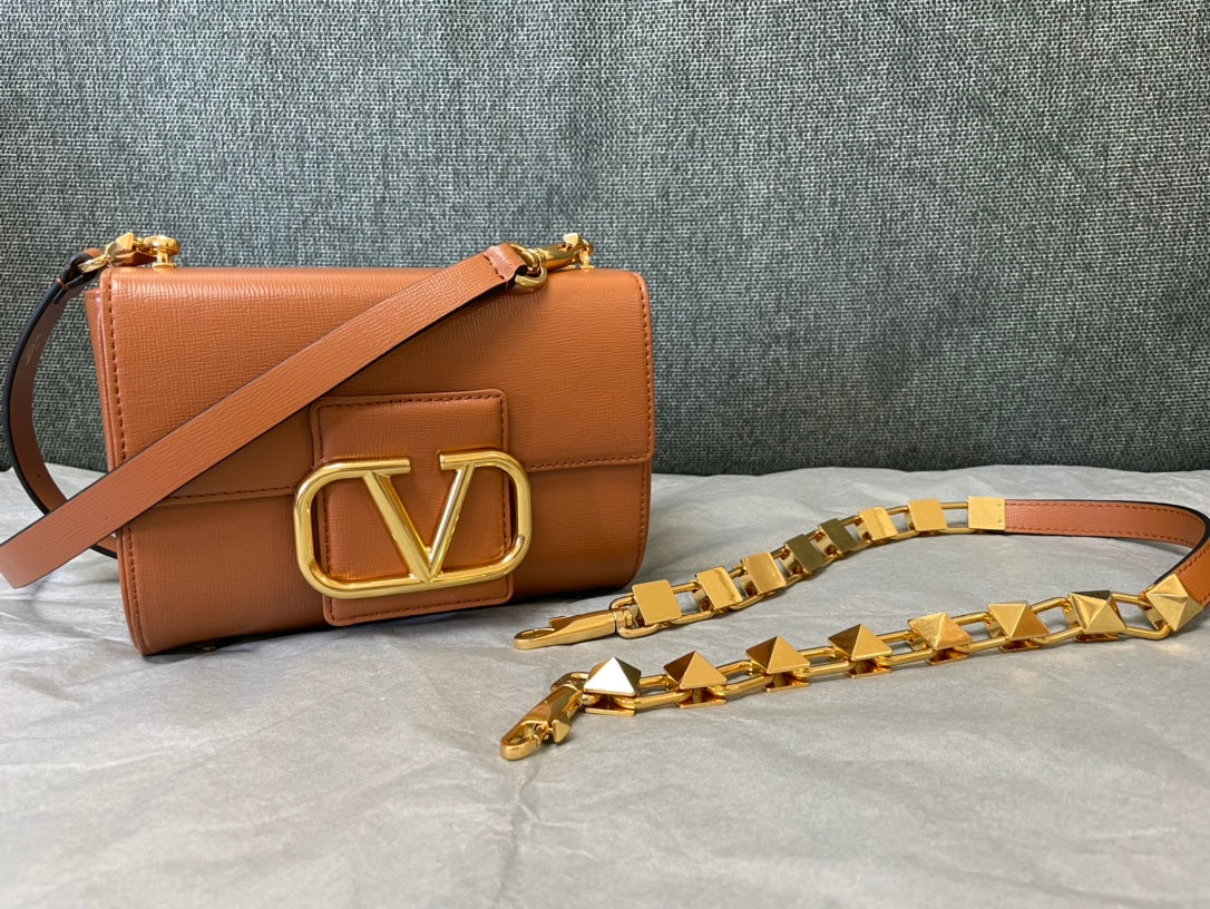 Valentino XW2B0J96 Stud Sign Grainy Calfskin Shoulder Bag