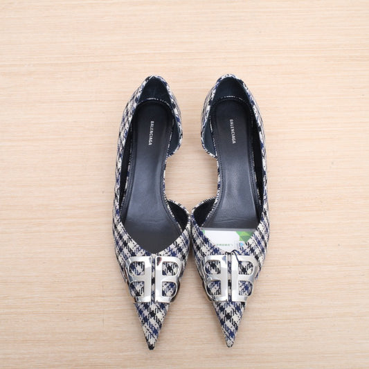 Balenciaga D'Orsay Bb Logo Embellished Check Pumps