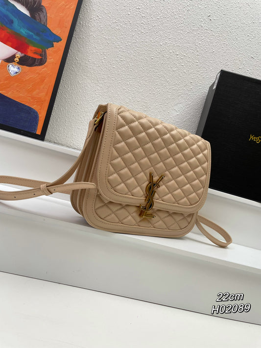Saint Laurent YSL Solferino Lambskin Quilted Bag