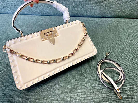 Valentino Garavani Rockstud Calfskin Handbag Woman Ivory Onesize