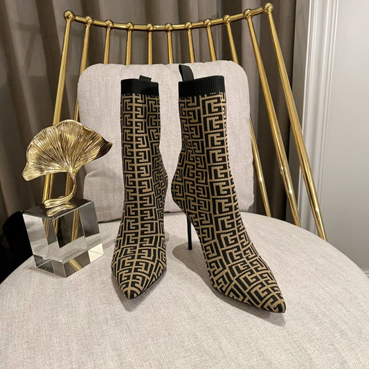 Balmain Skye 95 Knit Ankle Boots