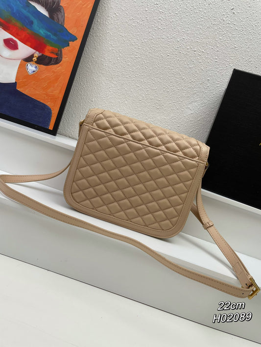 Saint Laurent YSL Solferino Lambskin Quilted Bag