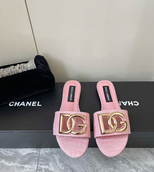 Dolce & Gabbana Women's Logo Raffia Slides