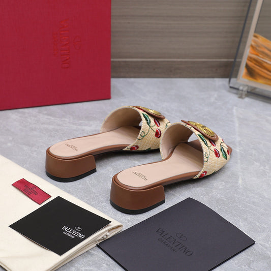VALENTINO VLOGO SIGNATURE CHERRYFIC SLIDE SANDAL 20MM