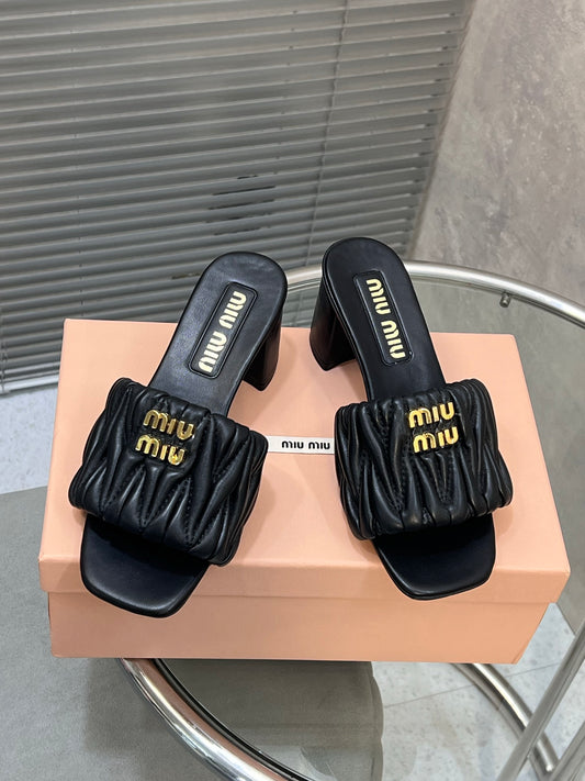 MIU MIU Ciabatte 55 Logo Mule Sandals