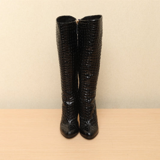Giuseppe Zanotti Brown Crocodile Knee High Boots