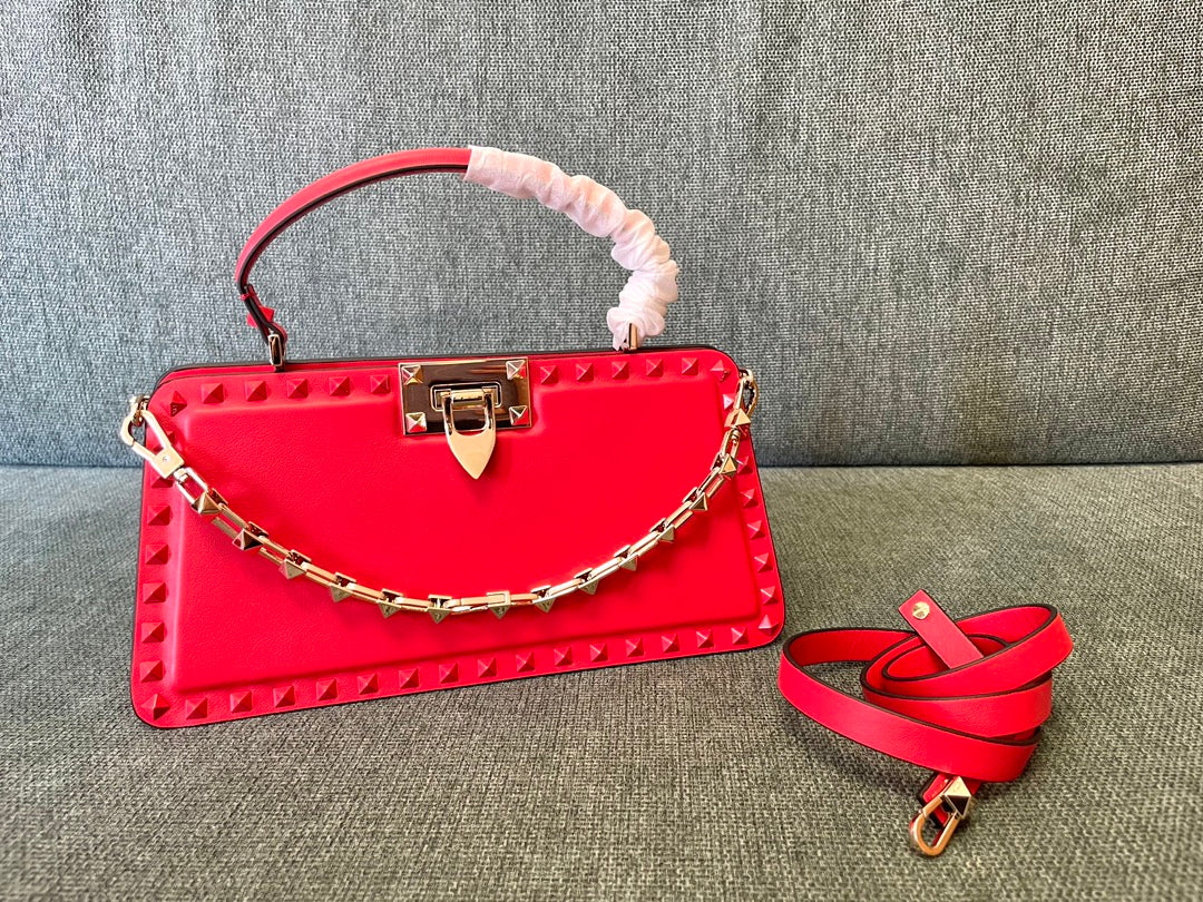 Valentino Garavani Rockstud Calfskin Handbag Woman Ivory Onesize