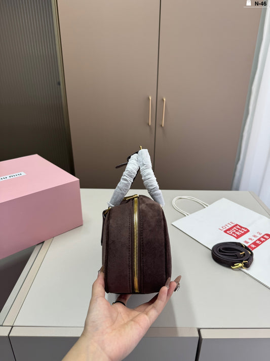 Miu Miu Arcadie Padded Suede Top-handle Bag