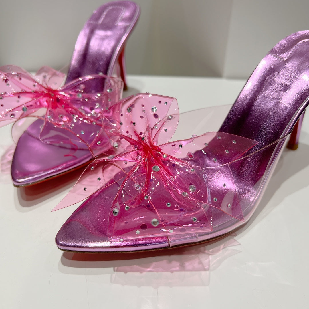 Christian Louboutin Aqua Crystal-embellished Slide Sandals Women's
