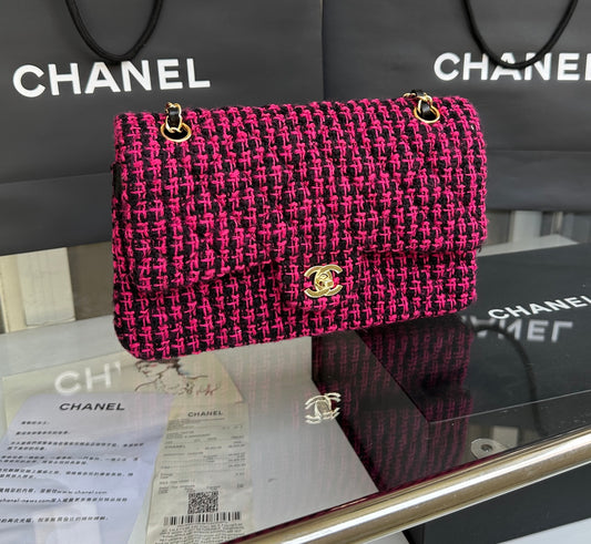 Chanel Timeless Burgundy Tweed Bag