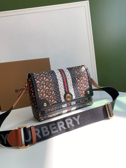 Burberry, Monogram Stripe E-Canvas Note Crossbody Bag, Women