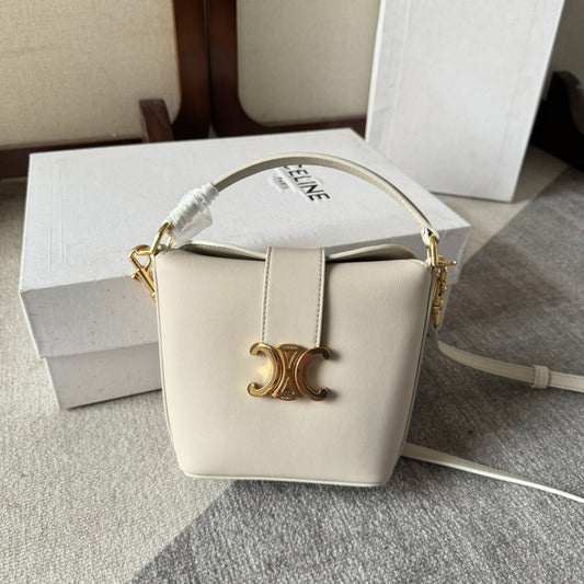 CELINE Mini Bucket Triomphe In Smooth Calfskin Leather