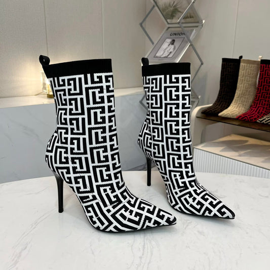 Balmain Skye 95 Knit Ankle Boots