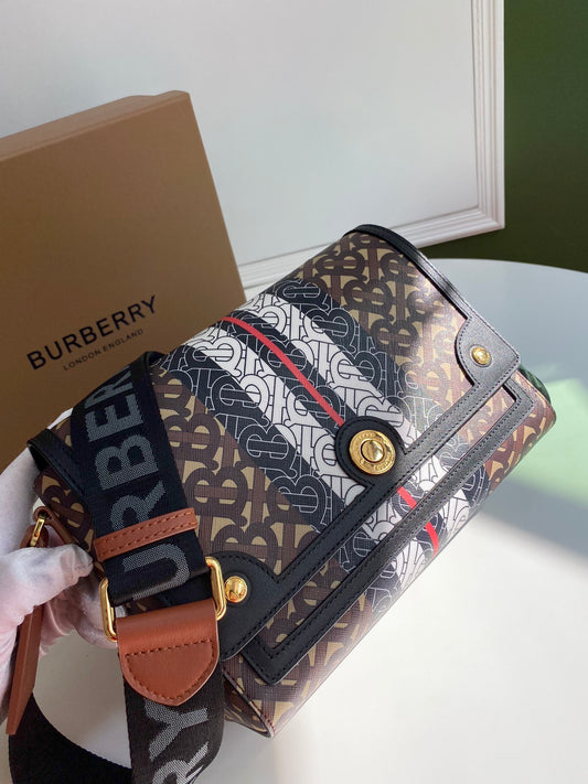 Burberry, Monogram Stripe E-Canvas Note Crossbody Bag, Women